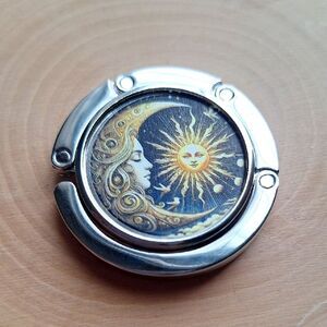 Foldable Metal Silver Sun and Moon Bag/Purse/Handbag Hook